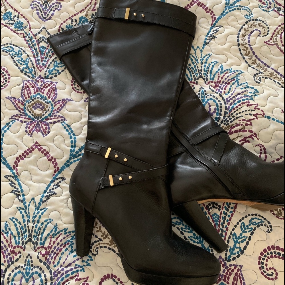 Cole Haan Tall Black Leather Ladies boots, size 10